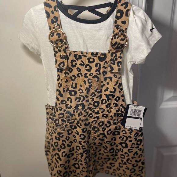 Girls DKNY Leopard Overall Dress size 4t - Picture 6 of 6